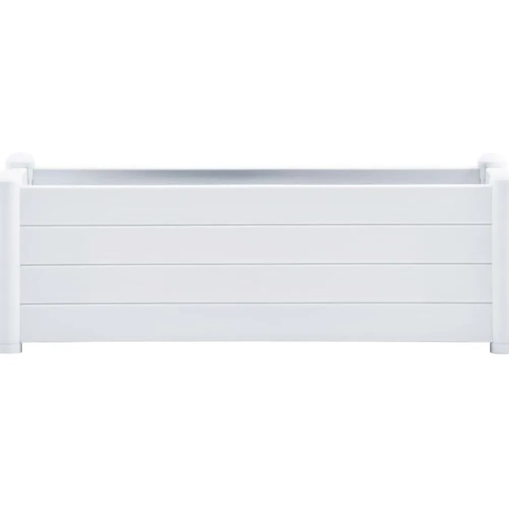 Best FinePRICE Korotettu kukkalaatikko pp valkoinen 100x43x35 cm