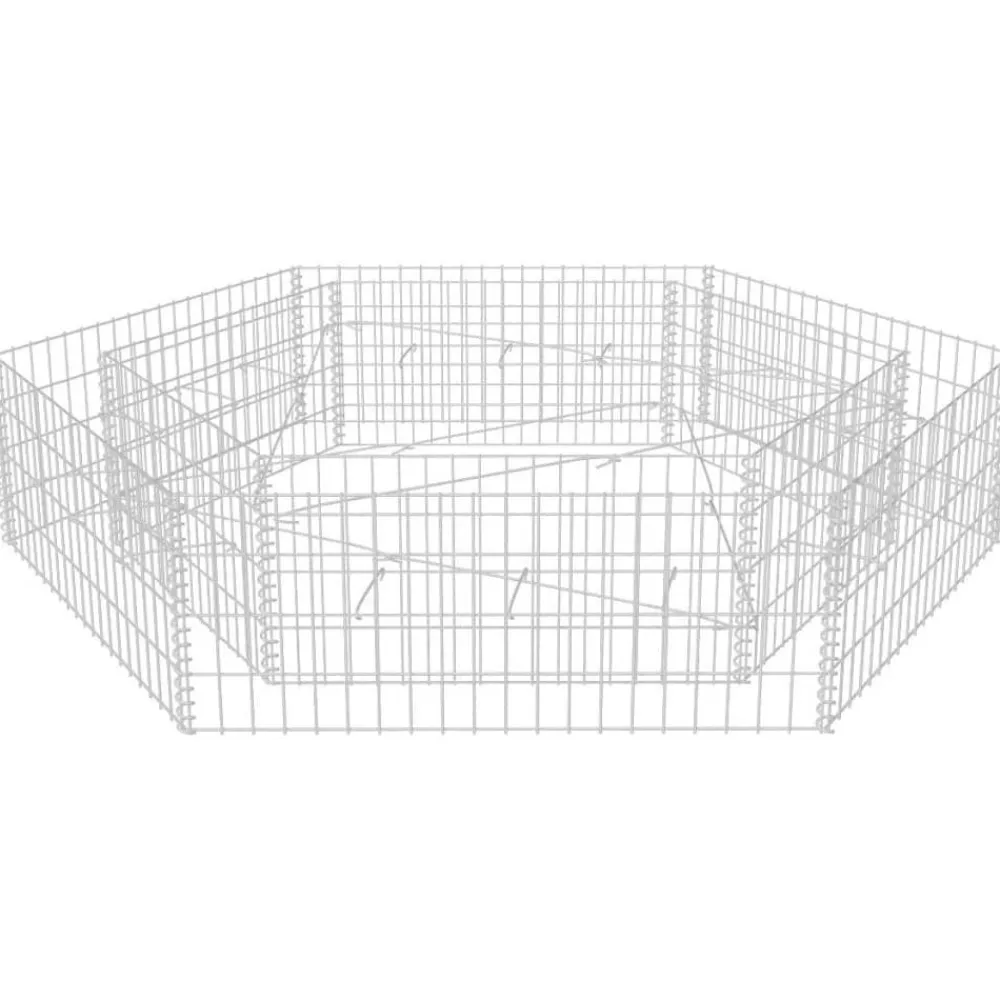 Outlet FinePRICE Korotettu kuusikulmainen gabion-/kivikorikehys 200x173x40 cm