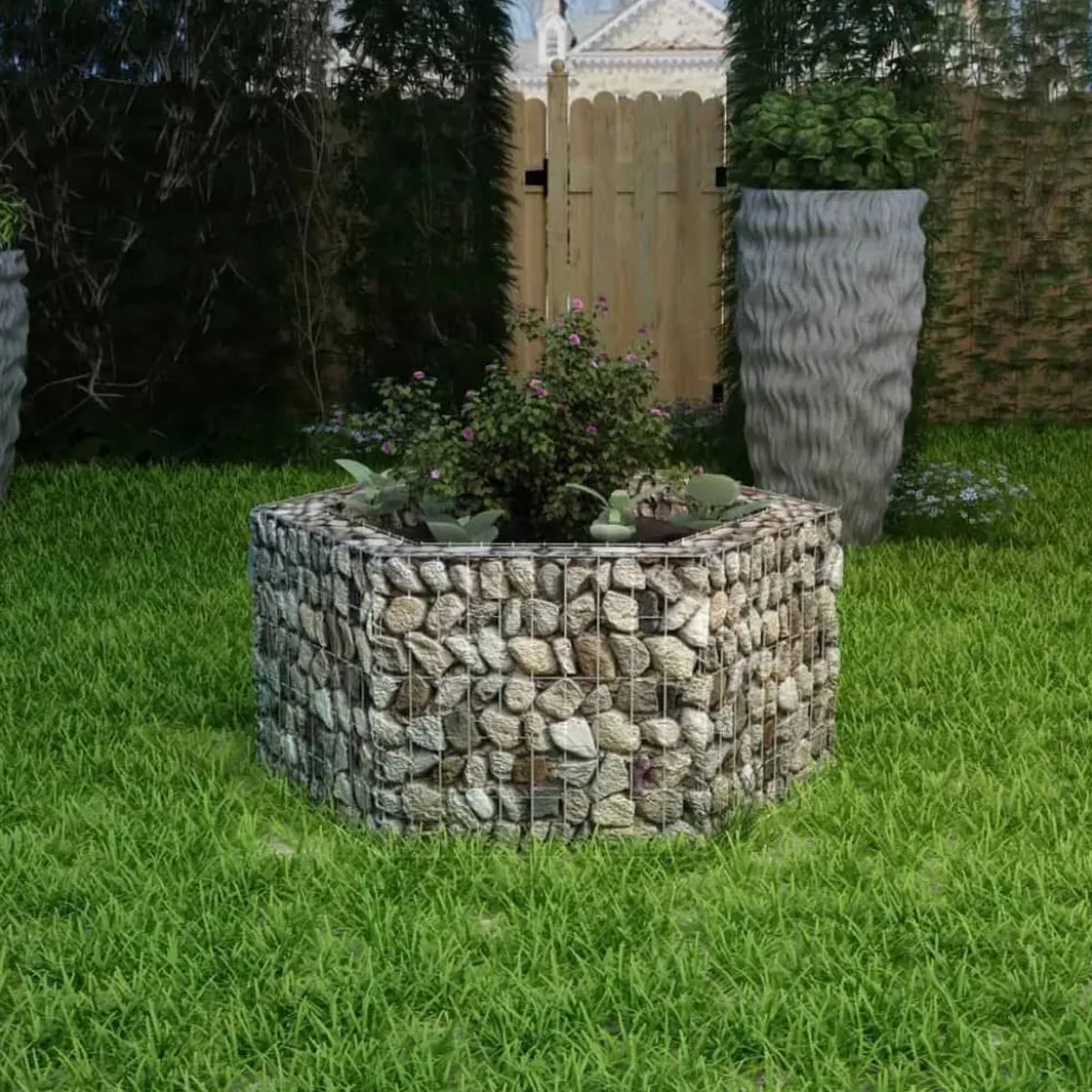 FinePRICE Korotettu kuusikulmainen gabion-/kivikorikehys 1, eri kokoja