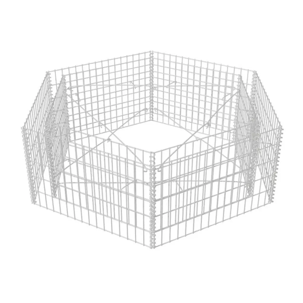 FinePRICE Korotettu kuusikulmainen gabion-/kivikorikehys 1, eri kokoja