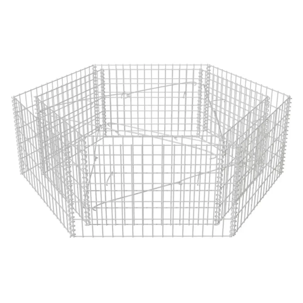 FinePRICE Korotettu kuusikulmainen gabion-/kivikorikehys 1, eri kokoja