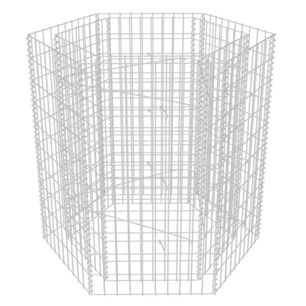 FinePRICE Korotettu kuusikulmainen gabion-/kivikorikehys 1, eri kokoja