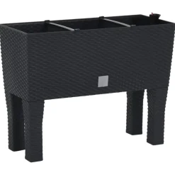 Best FinePRICE Korotettu puutarhakukkalaatikko antras. 60x25x46 cm PP rottinki