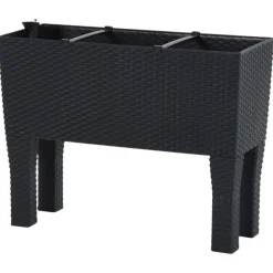 Best FinePRICE Korotettu puutarhakukkalaatikko antras. 60x25x46 cm PP rottinki