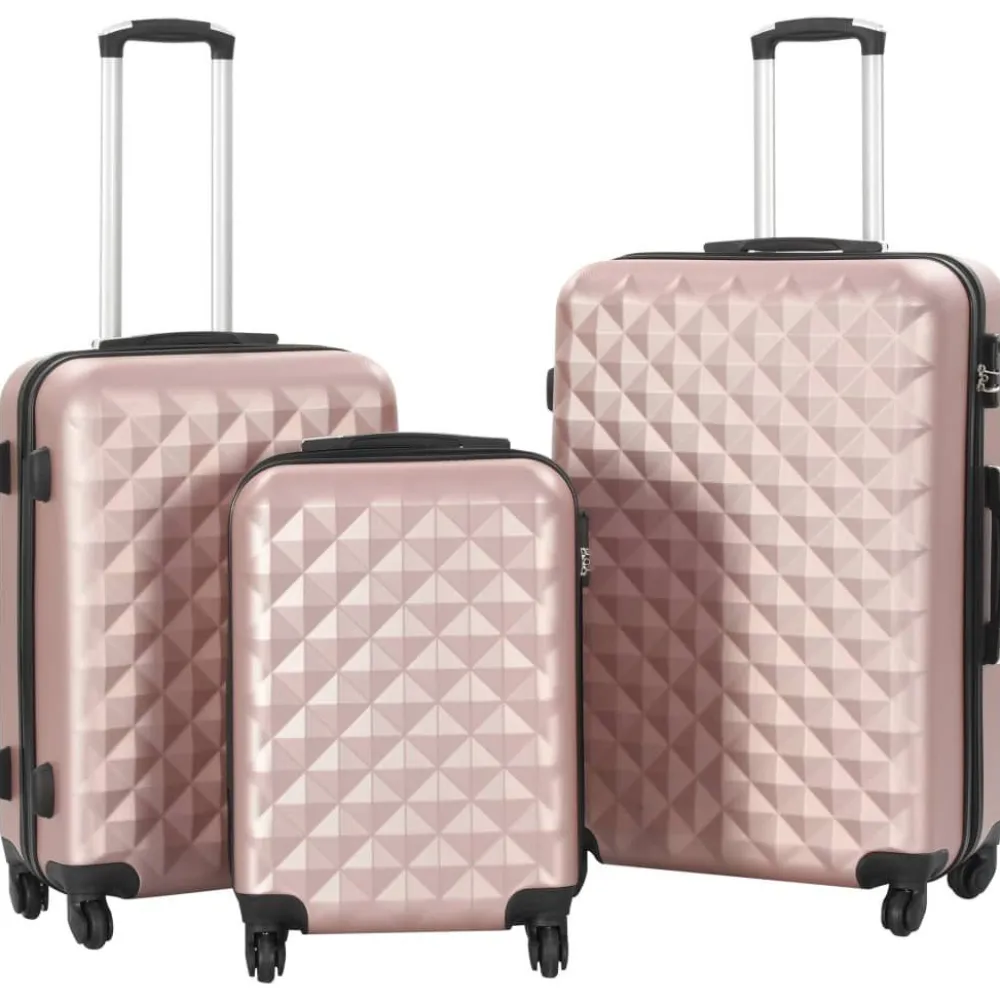 Discount FinePRICE Kovapintainen matkalaukkusetti 3 kpl ruusu kulta ABS