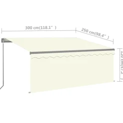 Sale FinePRICE Käsin sisäänkelattava markiisi verhot/LED 3,5x2,5 m kerma