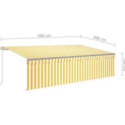 Sale FinePRICE Käsin sisäänkelattava markiisi verhot/LED 3,5x2,5 m kerma