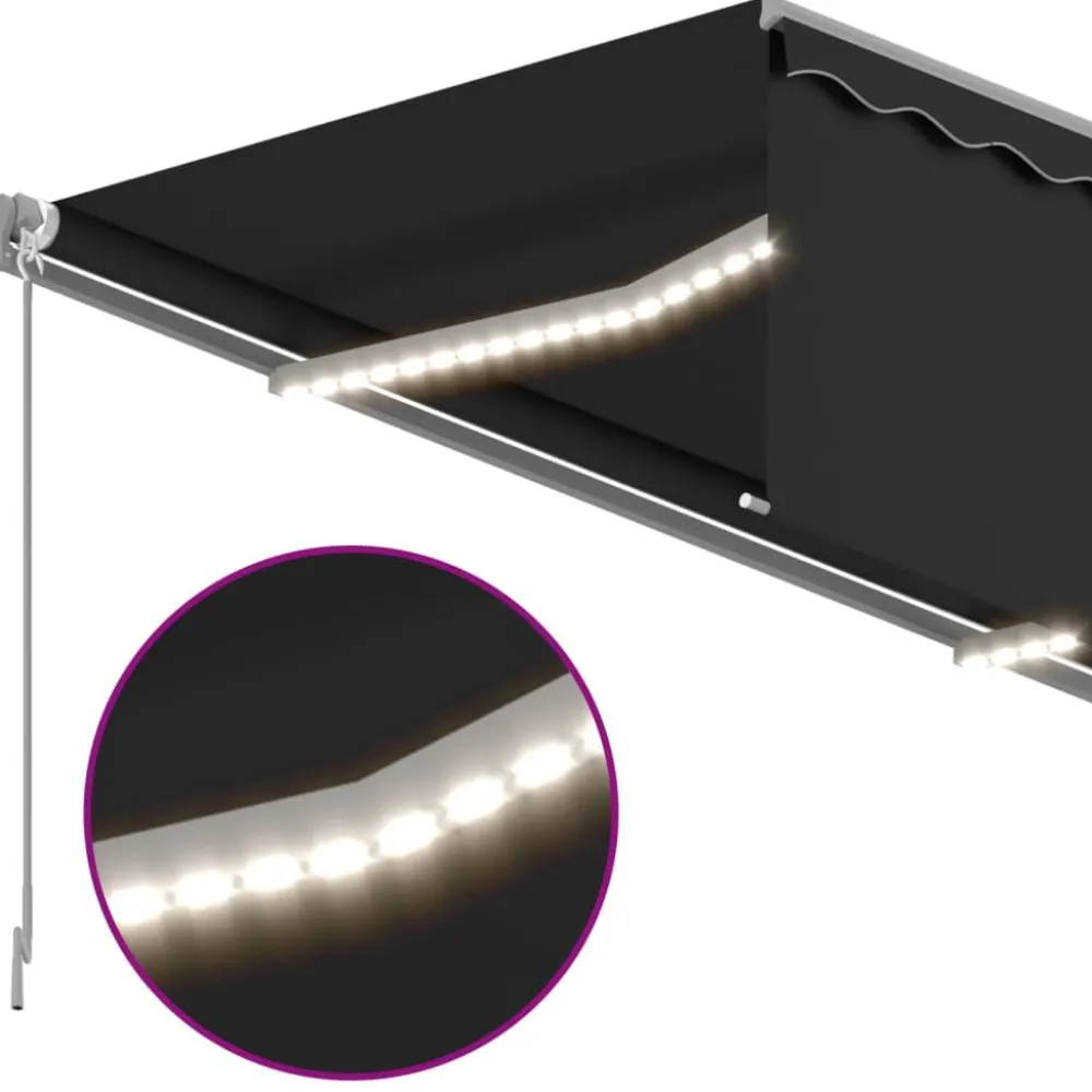 Sale FinePRICE Käsin sisäänkelattava markiisi verhot/LED 3,5x2,5 m kerma