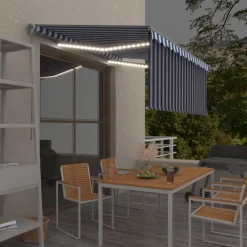 Sale FinePRICE Käsin sisäänkelattava markiisi verhot/LED 3,5x2,5 m kerma