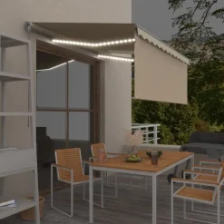 Sale FinePRICE Käsin sisäänkelattava markiisi verhot/LED 3,5x2,5 m kerma