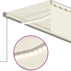 Sale FinePRICE Käsin sisäänkelattava markiisi verhot/LED 3,5x2,5 m kerma