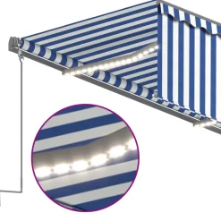 Sale FinePRICE Käsin sisäänkelattava markiisi verhot/LED 3,5x2,5 m kerma