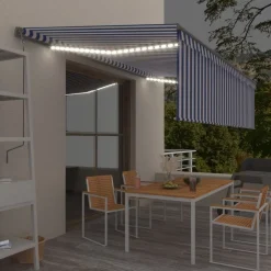 Sale FinePRICE Käsin sisäänkelattava markiisi verhot/LED 3,5x2,5 m kerma
