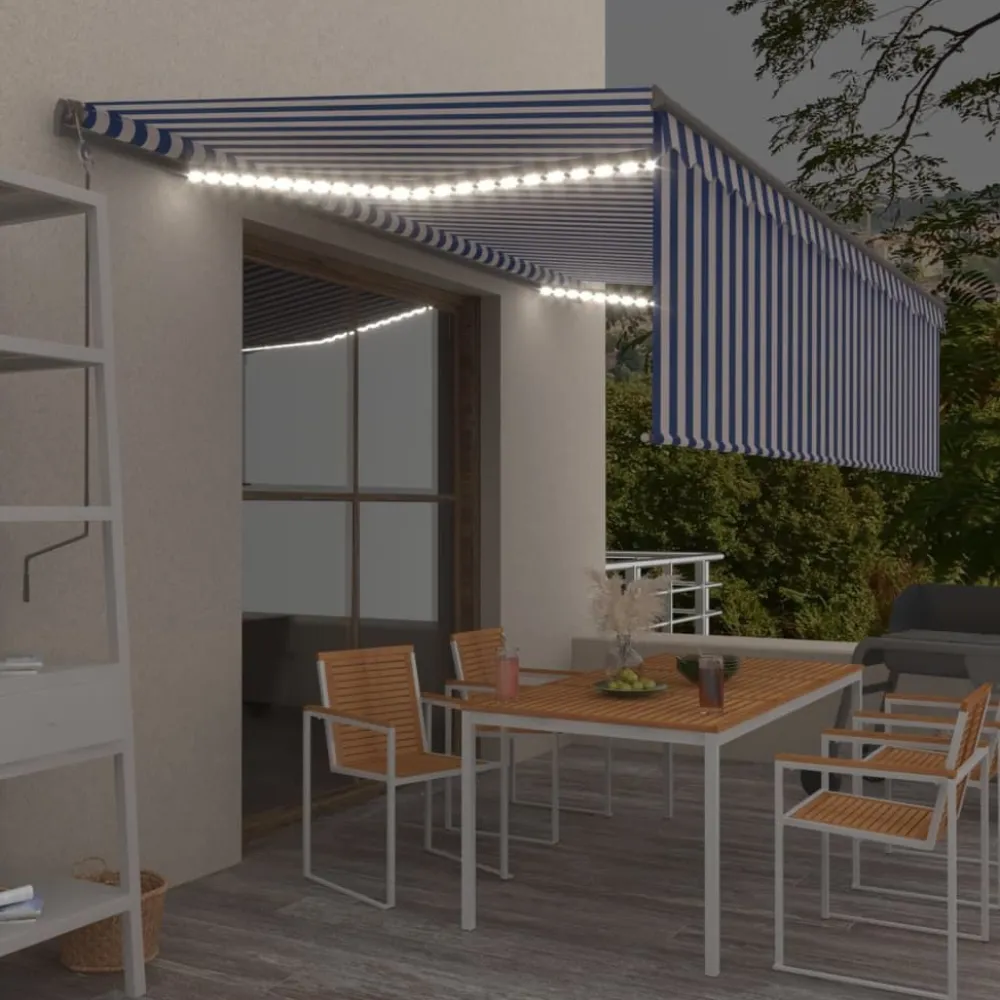Sale FinePRICE Käsin sisäänkelattava markiisi verhot/LED 3,5x2,5 m kerma