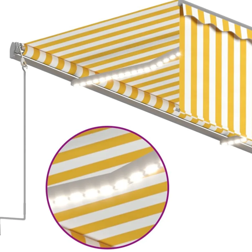 Sale FinePRICE Käsin sisäänkelattava markiisi verhot/LED 3,5x2,5 m kerma