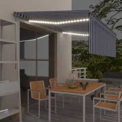 Sale FinePRICE Käsin sisäänkelattava markiisi verhot/LED 3,5x2,5 m kerma