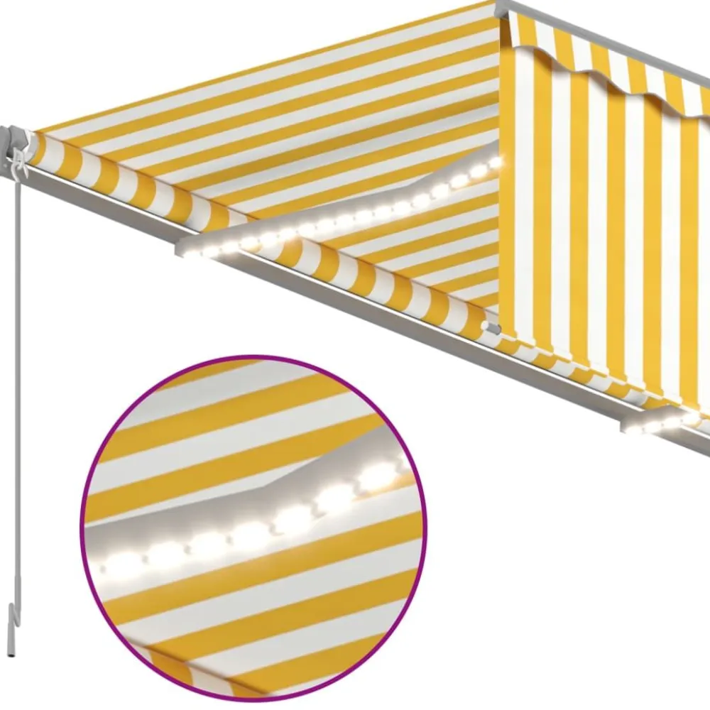 Sale FinePRICE Käsin sisäänkelattava markiisi verhot/LED 3,5x2,5 m kerma