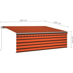 Sale FinePRICE Käsin sisäänkelattava markiisi verhot/LED 3,5x2,5 m kerma