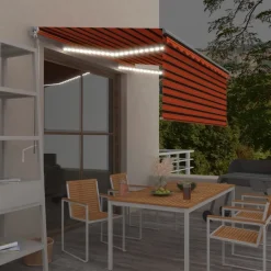 Sale FinePRICE Käsin sisäänkelattava markiisi verhot/LED 3,5x2,5 m kerma