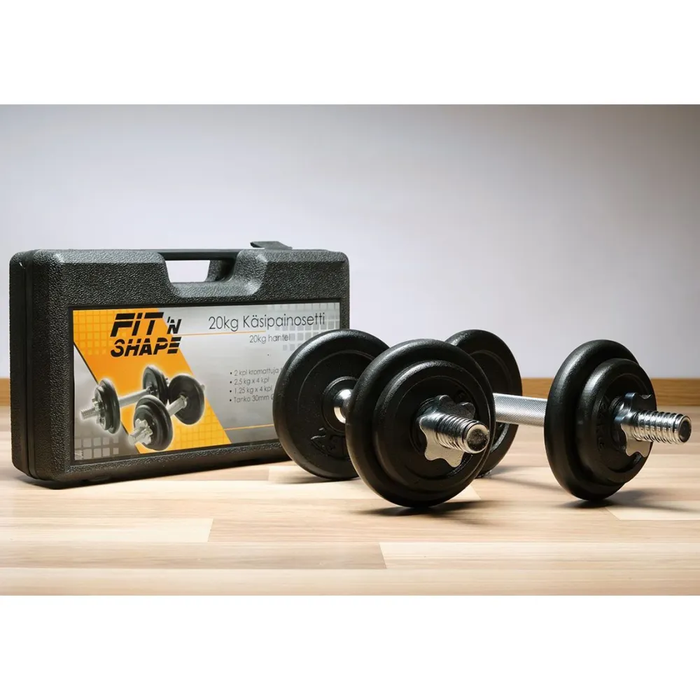 Fit'n Shape Käsipainosetti salkussa 2 kpl säädettävät 20 kg