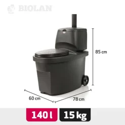 Hot Biolan Kuivikekäymälä 140l, lämpöistuin, tummanharmaa