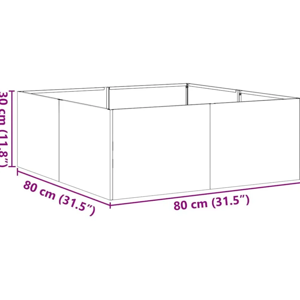 Best FinePRICE Kukkalaatikko antrasiitti 80x80x30 cm teräs (60803)