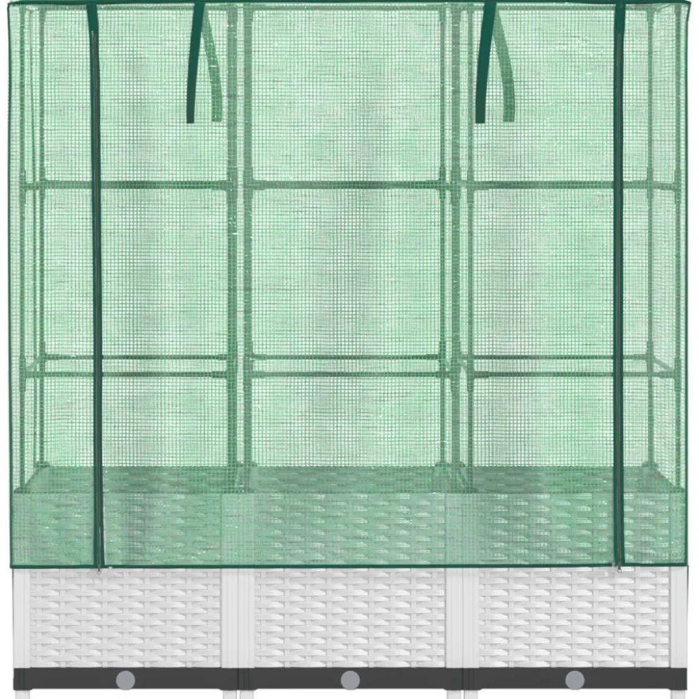 Clearance FinePRICE Kukkalaatikko kasvihuonepeitteellä rottinkityyli 120x40x138 cm (15843)