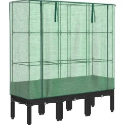 Sale FinePRICE Kukkalaatikko kasvihuonepeitteellä rottinkityyli 120x40x140 cm (15820)