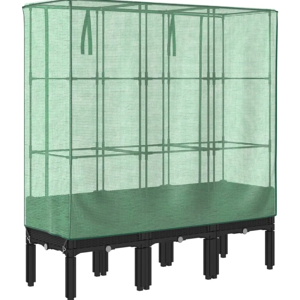 Sale FinePRICE Kukkalaatikko kasvihuonepeitteellä rottinkityyli 120x40x140 cm (15820)