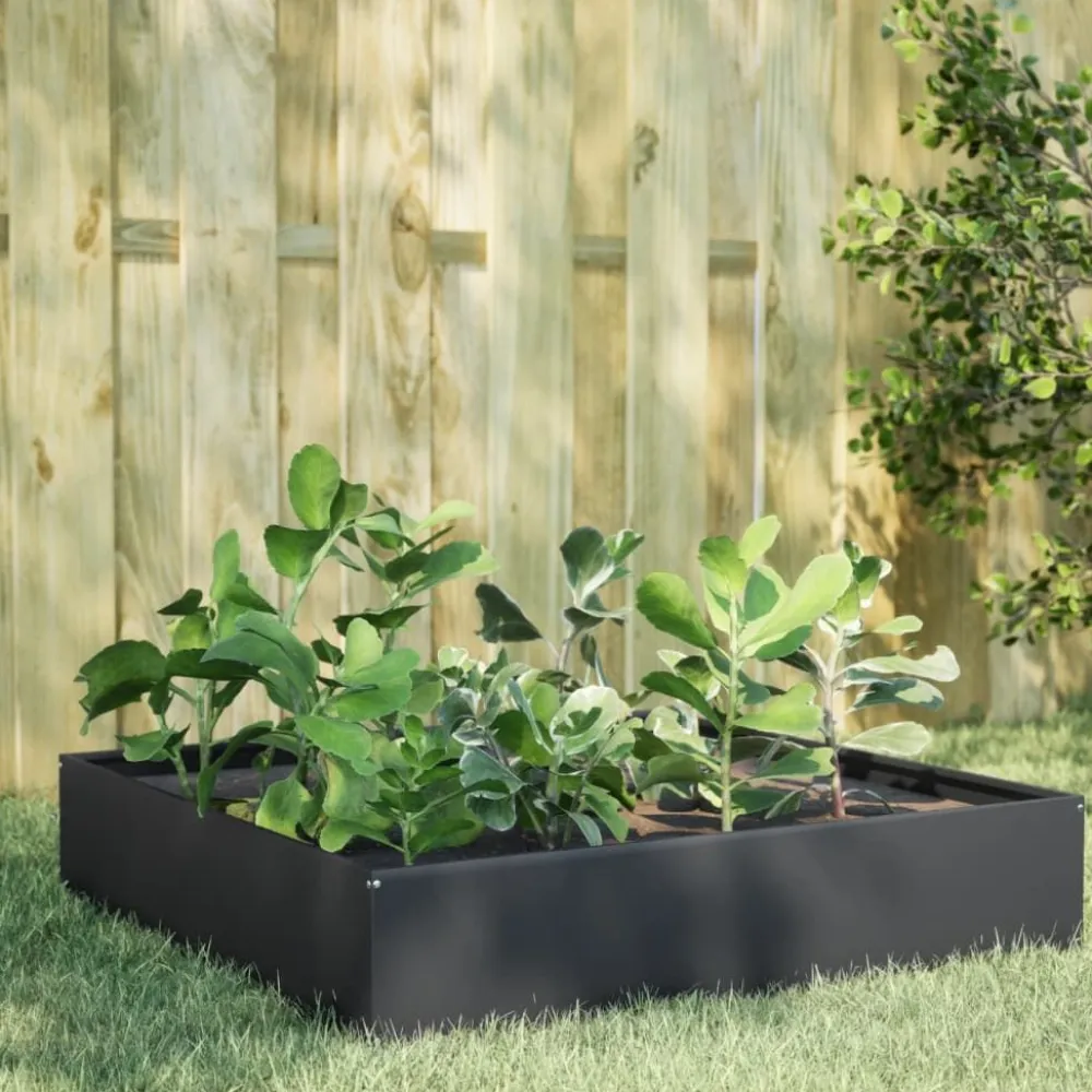 Discount FinePRICE Kukkalaatikko korotettu antrasiitti 100x100x33,5 cm teräs (51026)