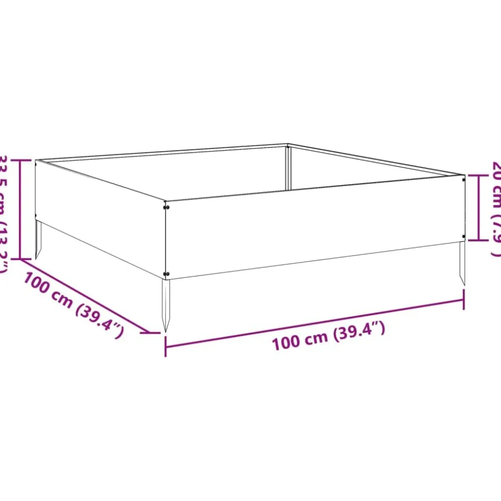 Discount FinePRICE Kukkalaatikko korotettu antrasiitti 100x100x33,5 cm teräs (51026)