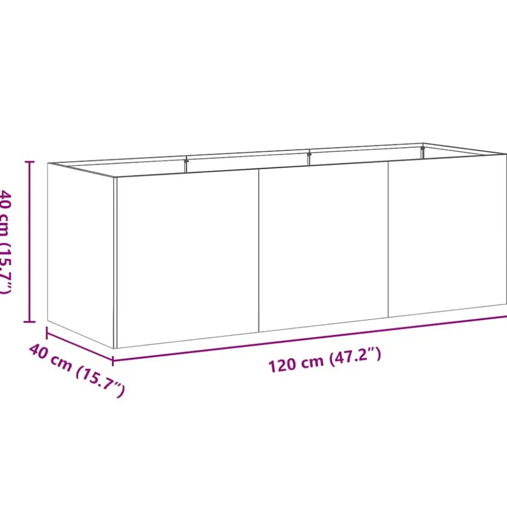 Clearance FinePRICE Kukkalaatikko oliivinvihreä 120x40x40 cm kylmävalssattu teräs (60678)