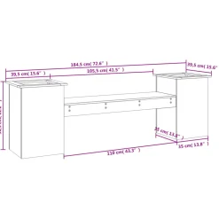 New FinePRICE Kukkalaatikkopenkki valkoinen 184,5x39,5x56,5 cm, mänty