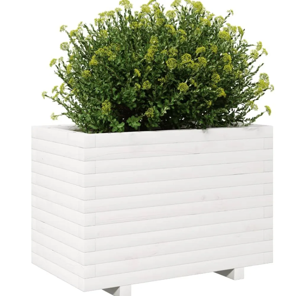 Discount FinePRICE Kukkalaatikko puutarhaan valkoinen 70x40x49,5 cm täysi mänty (47369)