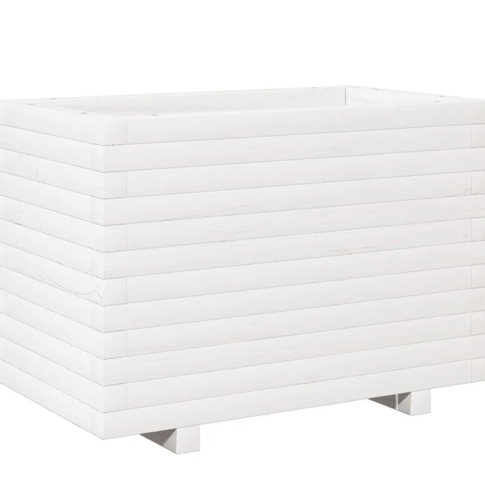 Discount FinePRICE Kukkalaatikko puutarhaan valkoinen 70x40x49,5 cm täysi mänty (47369)