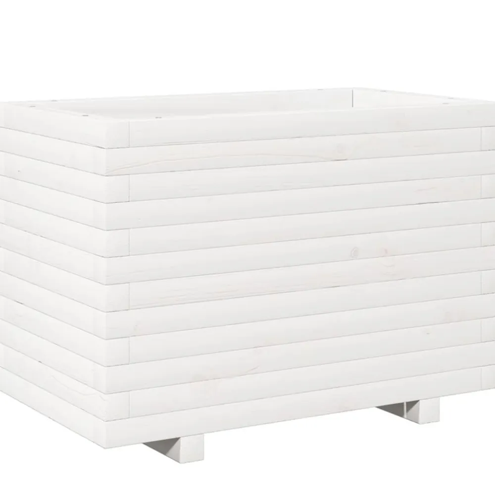 Discount FinePRICE Kukkalaatikko puutarhaan valkoinen 70x40x49,5 cm täysi mänty (47369)