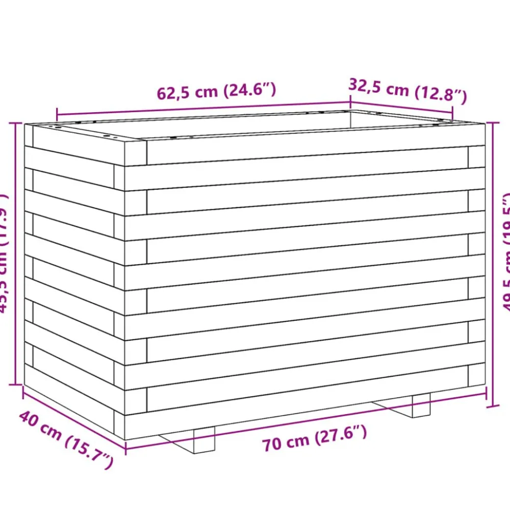 Discount FinePRICE Kukkalaatikko puutarhaan valkoinen 70x40x49,5 cm täysi mänty (47369)