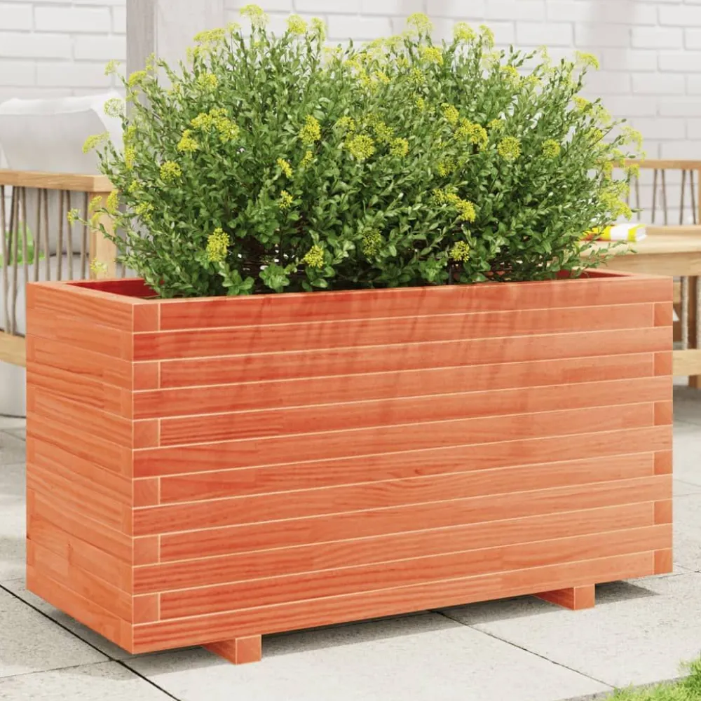 Hot FinePRICE Kukkalaatikko puutarhaan vahanruskea 90x40x49,5 cm täysi mänty (47375)