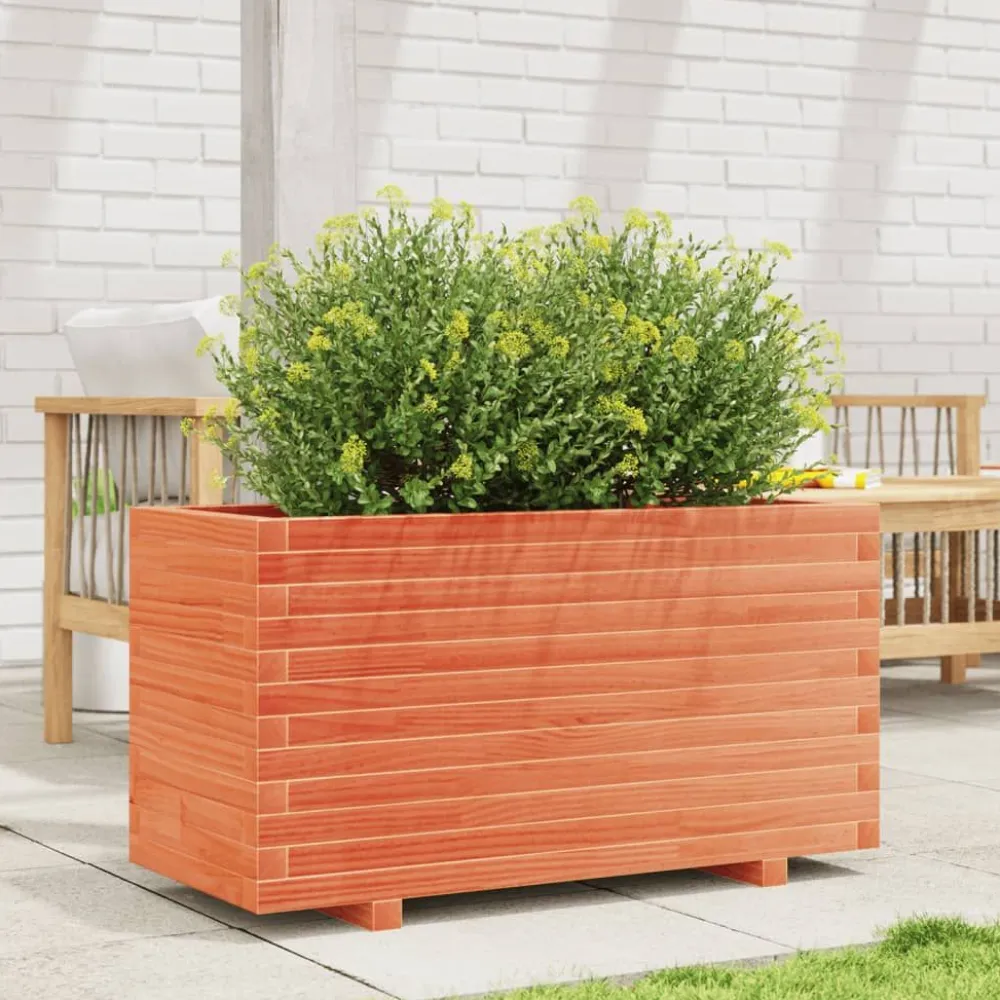 Hot FinePRICE Kukkalaatikko puutarhaan vahanruskea 90x40x49,5 cm täysi mänty (47375)