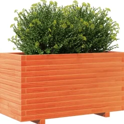 Hot FinePRICE Kukkalaatikko puutarhaan vahanruskea 90x40x49,5 cm täysi mänty (47375)
