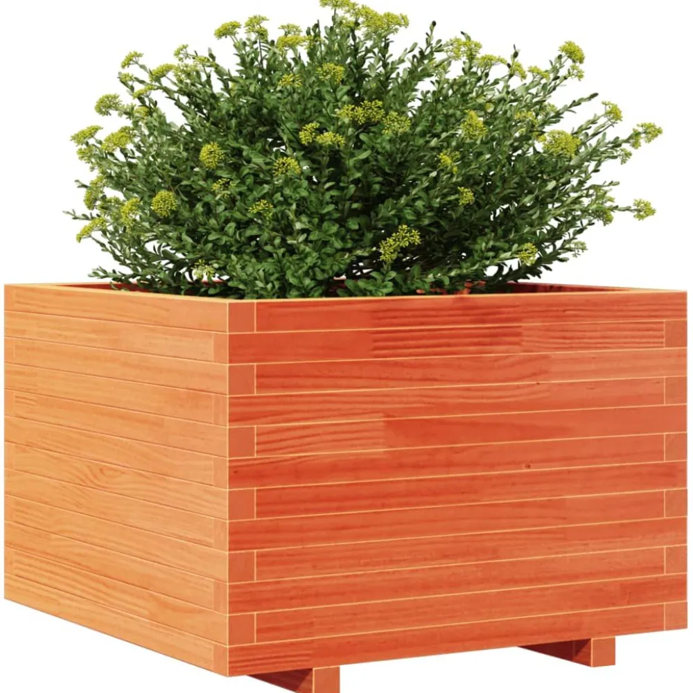 Clearance FinePRICE Kukkalaatikko puutarhaan vahanruskea 70x70x49,5 cm täysi mänty (47365)