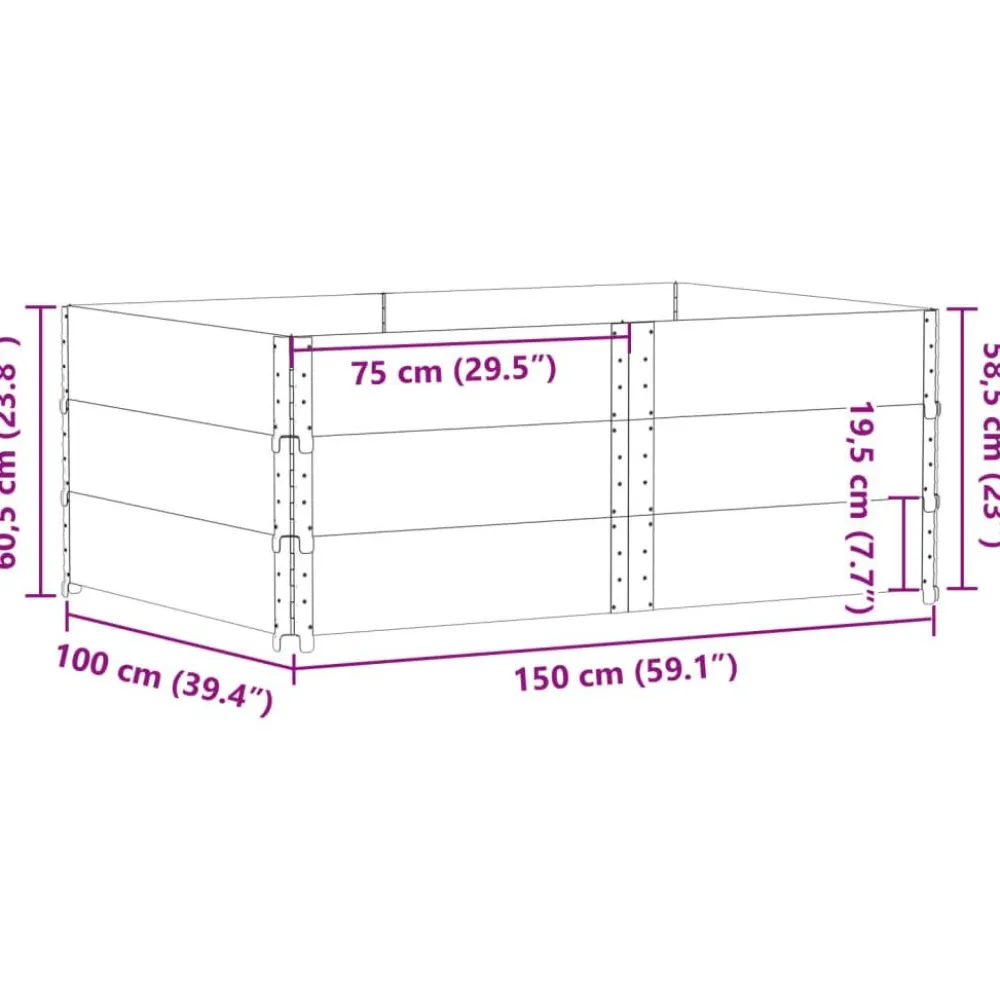 Clearance FinePRICE Kukkalaatikko ruskea 150x100 cm täysi mänty (95442)