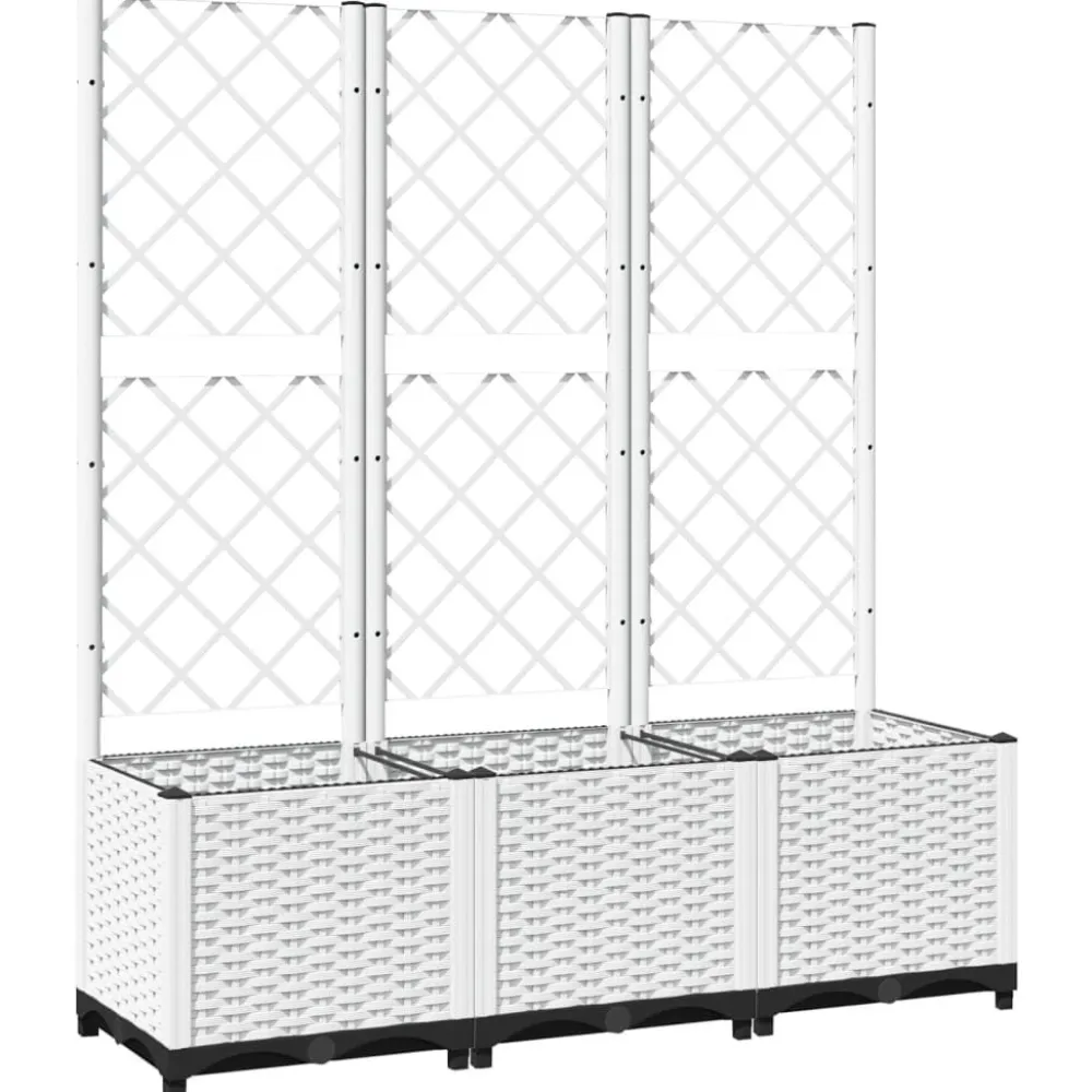 New FinePRICE Kukkalaatikko säleiköllä valkoinen 120x40x136 cm PP