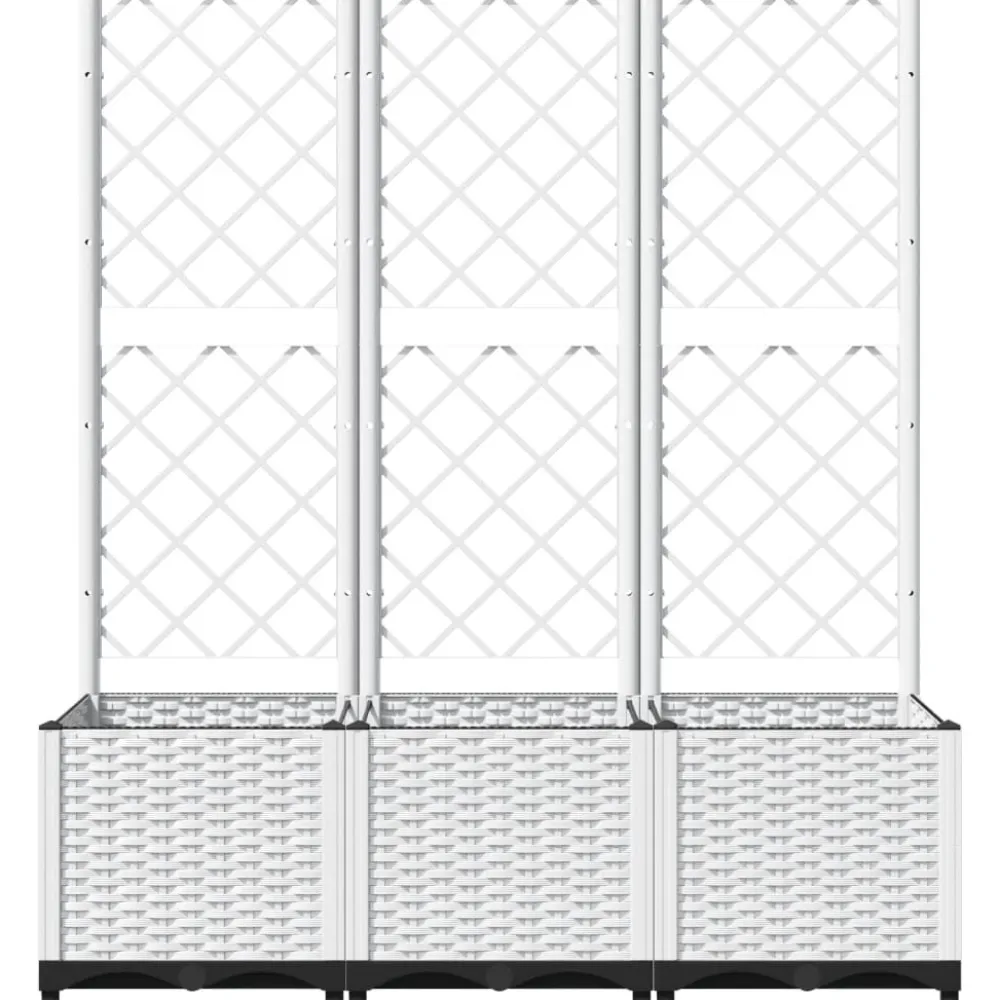 New FinePRICE Kukkalaatikko säleiköllä valkoinen 120x40x136 cm PP