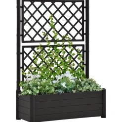 Online FinePRICE Kukkalaatikko säleiköllä 100x43x142 cm pp antrasiitti