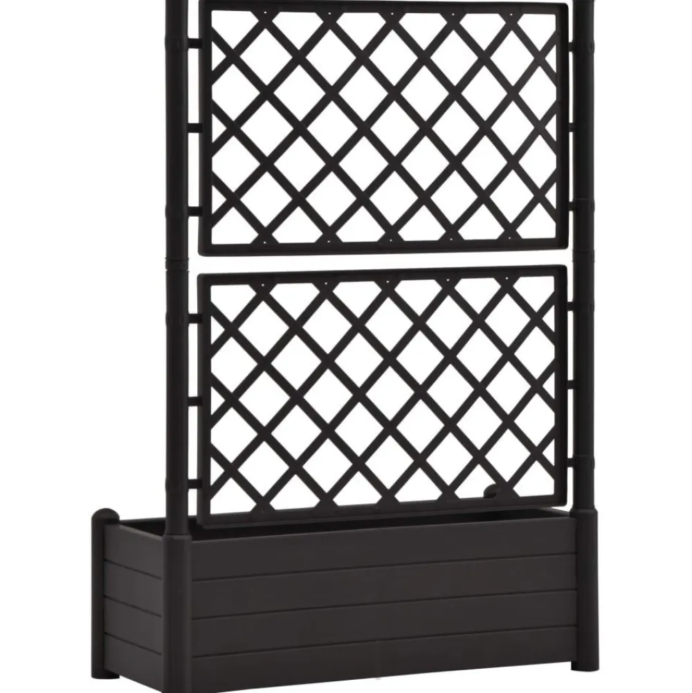 Online FinePRICE Kukkalaatikko säleiköllä 100x43x142 cm pp antrasiitti