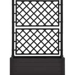 Online FinePRICE Kukkalaatikko säleiköllä 100x43x142 cm pp antrasiitti