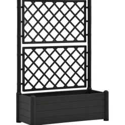 Online FinePRICE Kukkalaatikko säleiköllä 100x43x142 cm pp antrasiitti