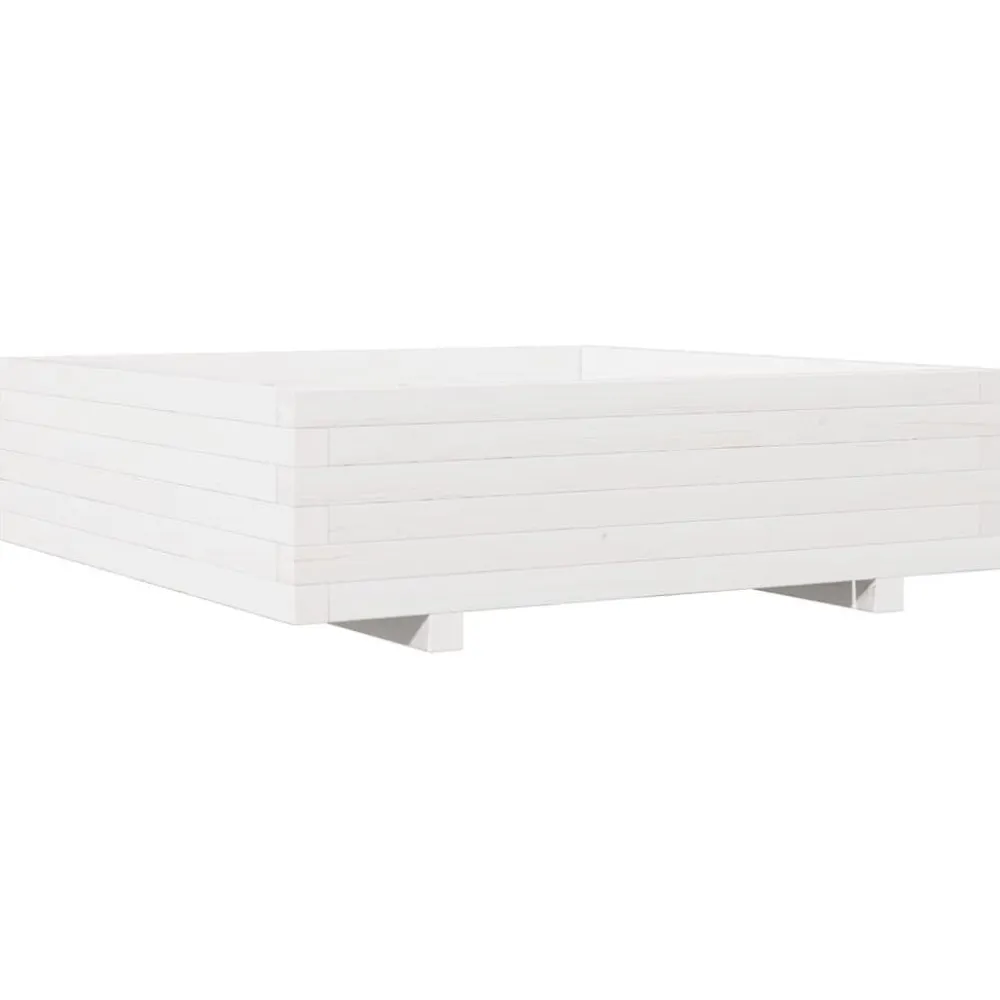 New FinePRICE Kukkalaatikko valkoinen 90x90x26,5 cm täysi mänty (47314)