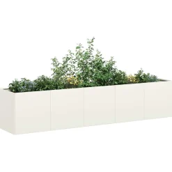 New FinePRICE Kukkalaatikko valkoinen 200x40x40 cm kylmävalssattu teräs (60683)
